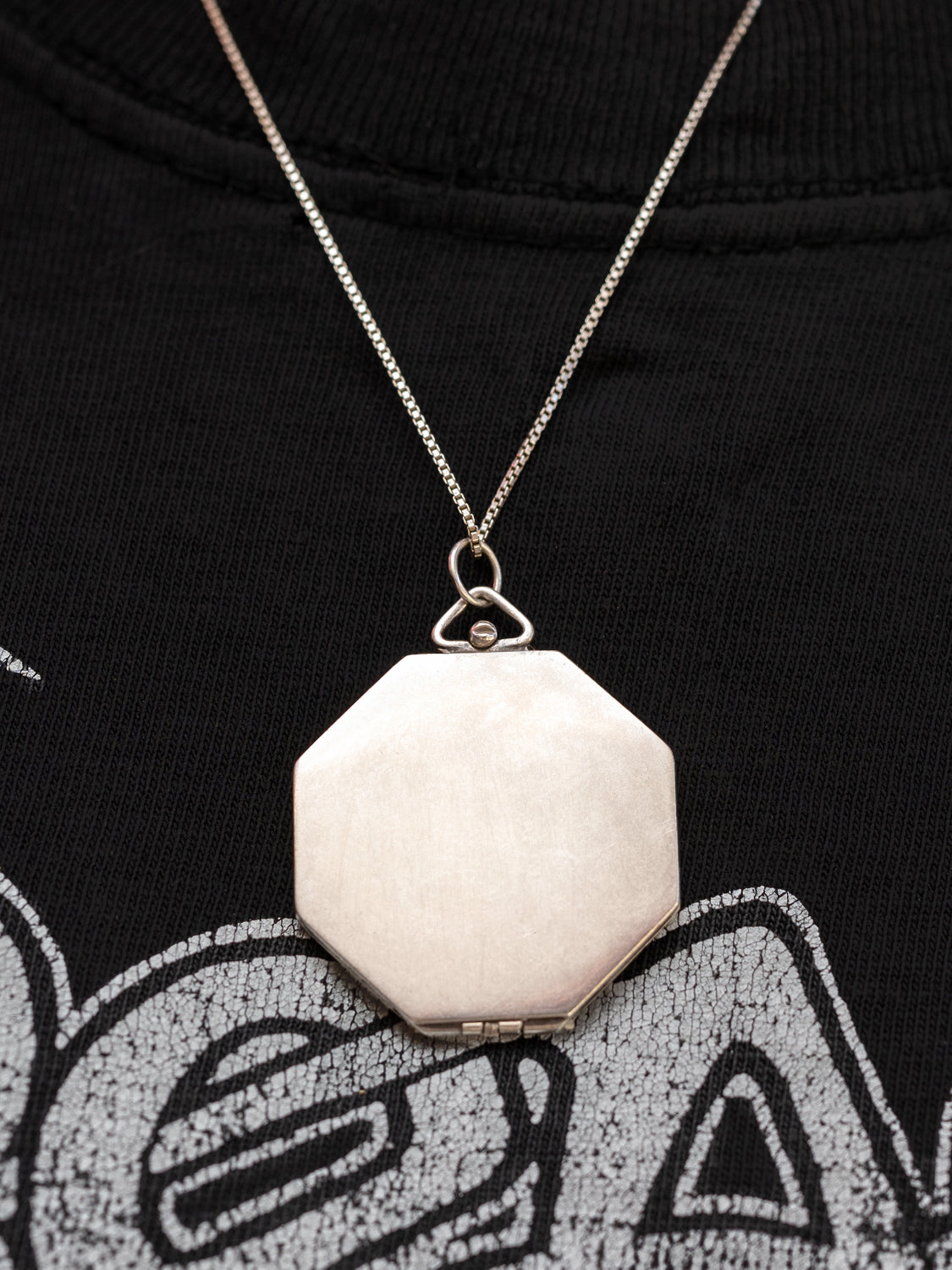 Pied a Terre Antique Edwardian Silver locket featuring interior image source from 1990s Playboy magazine