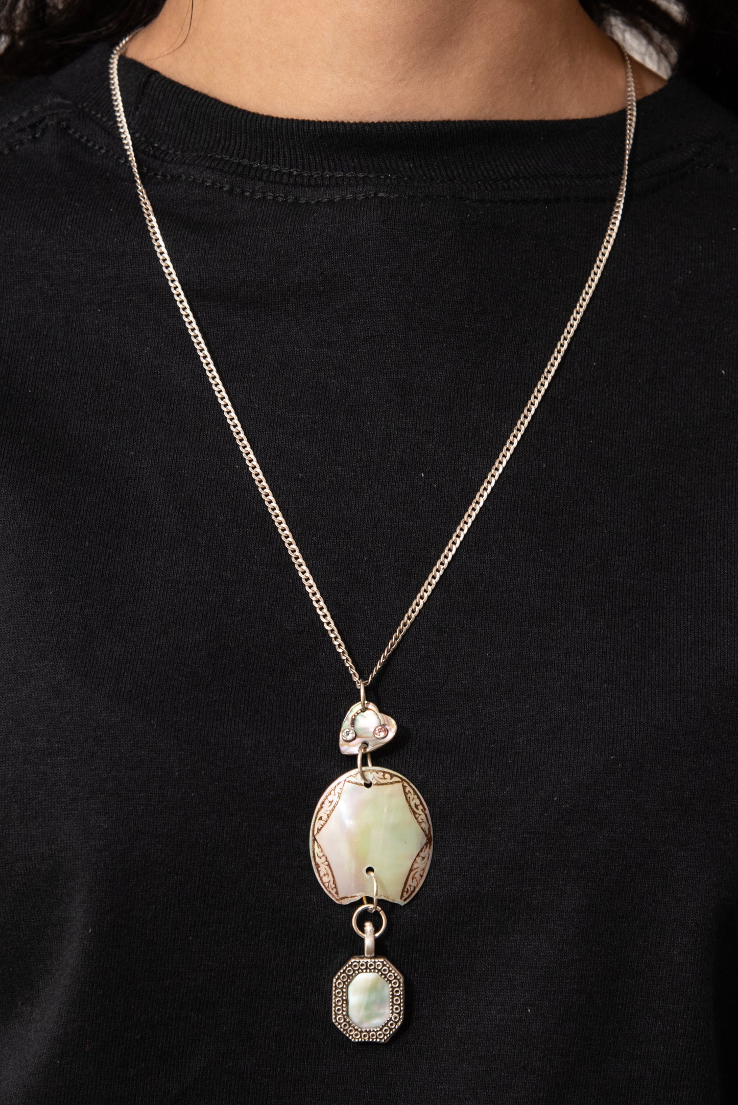 Sterling Silver necklace with vintage Mother of Pearl by Gabrielle Valenti