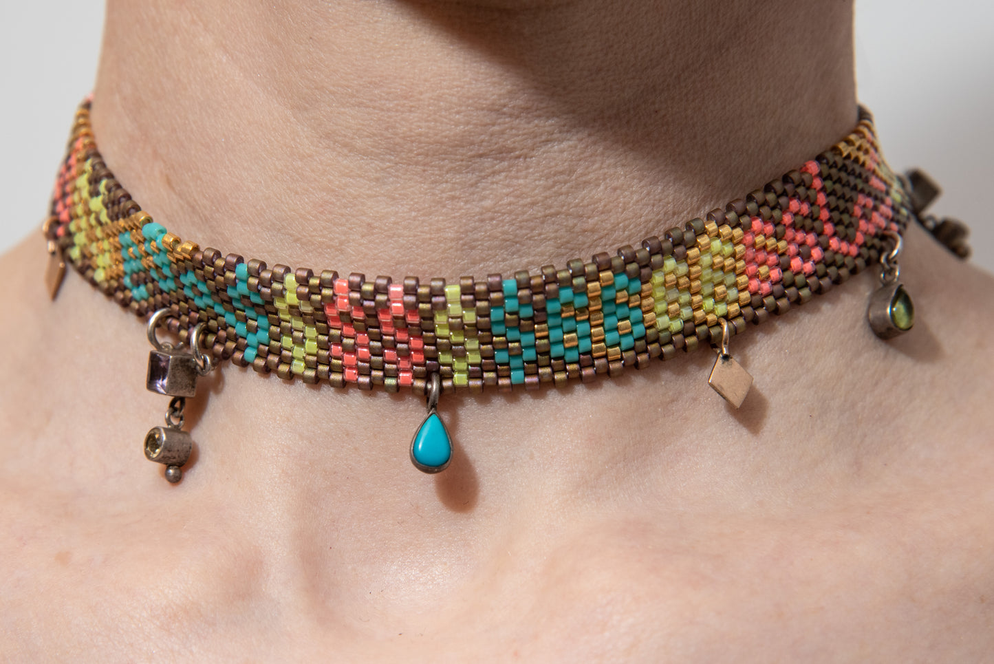 Glass Bead Las Vegas $$$ Choker by Daniela Mamom